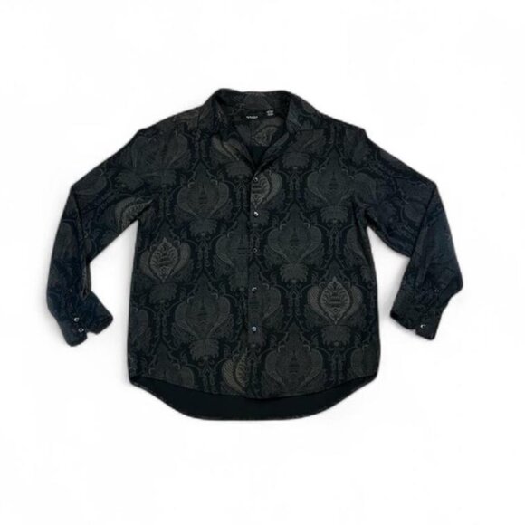 Mondo Di Marco Other - Mondo Di Marco 90s Silk Cotton Damask Shirt L Black Baroque Pattern Vintage